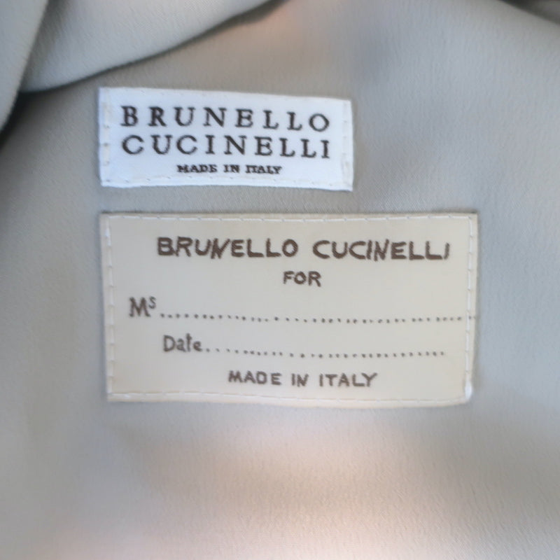 Brunello Cucinelli Metallic Leather Monili-Detail Trench Coat Silver Size 40
