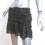 Saint Laurent Metallic Polka Dot Mini Skirt Black/Gold Silk Size 40
