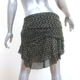 Saint Laurent Metallic Polka Dot Mini Skirt Black/Gold Silk Size 40