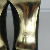Stella McCartney Croc-Embossed Pointed Toe Pumps Black Faux Leather Size 38.5
