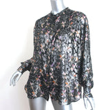 Isabel Marant Blouse Black Metallic Printed Chiffon Size 36 Long Sleeve Shirt