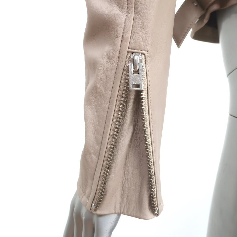 IRO Ashville Leather Moto Jacket Taupe Size 40