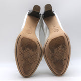 Chanel Cap Toe CC Ballet Pumps Black Patent & Silver Metallic Leather Size 39