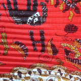 Hermes Carre Kantha Plisse Scarf Red Printed Silk Twill