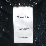 Alaia Archetypes Crino Sequin Mini Dress Marine/Silver Stretch Knit Size 38 NEW