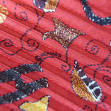Hermes Carre Kantha Plisse Scarf Red Printed Silk Twill