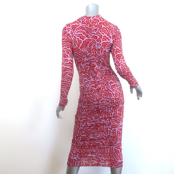 A.L.C. Ansel Ruched Midi Dress Red/Lavender Stretch Jersey Size Medium NEW