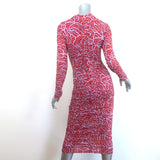 A.L.C. Ansel Ruched Midi Dress Red/Lavender Stretch Jersey Size Medium NEW