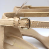Stuart Weitzman Nudist Ankle Strap Sandals Beige Patent Leather Size 8 NEW