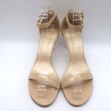 Stuart Weitzman Nudist Ankle Strap Sandals Beige Patent Leather Size 8 NEW