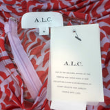 A.L.C. Ansel Ruched Midi Dress Red/Lavender Stretch Jersey Size Medium NEW
