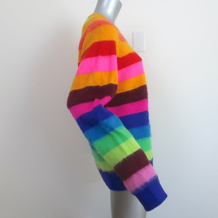 Christopher John Rogers Rainbow Stripe Sweater Brushed Knit Size Small