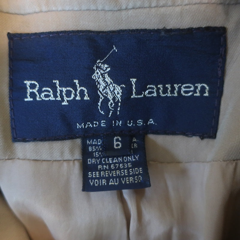 Vintage Ralph Lauren Blue Label Single-Breasted Trench Coat Beige Size 6