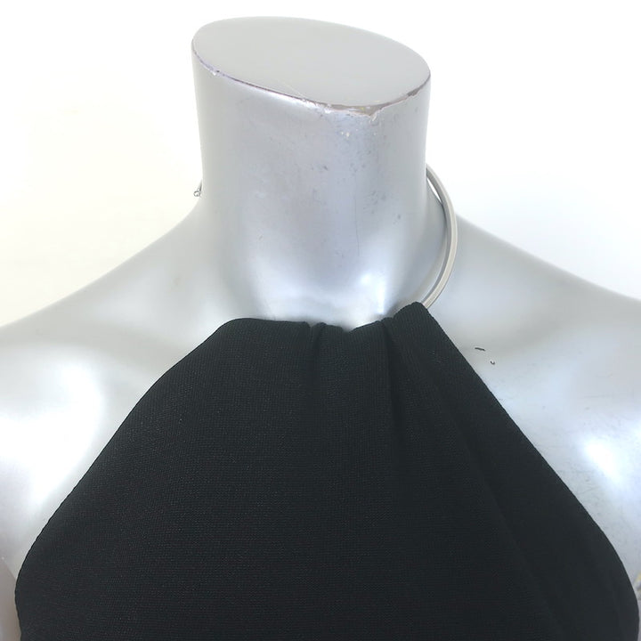 Aya Muse Clava Metal-Halter Open Back Maxi Dress Black Stretch Knit Size Medium