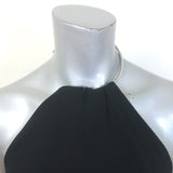 Aya Muse Clava Metal-Halter Open Back Maxi Dress Black Stretch Knit Size Medium