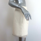 Sandro Vayie Faux Pearl-Trimmed Tweed Mini Skirt Ecru Cotton-Blend Size 42 NEW