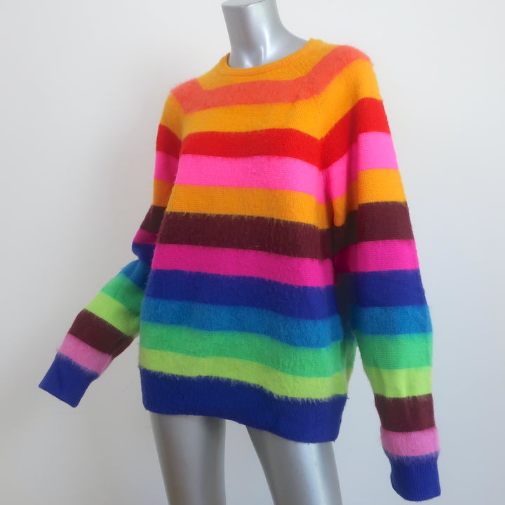Christopher John Rogers Rainbow Stripe Sweater Brushed Knit Size Small