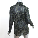Saint Laurent Metallic Polka Dot Blouse Black/Gold Silk Size 42 Long Sleeve Top