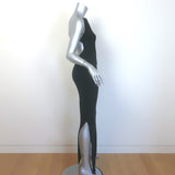 Aya Muse Clava Metal-Halter Open Back Maxi Dress Black Stretch Knit Size Medium