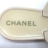 Chanel Jelly Camellia Thong Sandals Cream & Black Rubber Size 38 Flat Flip Flops