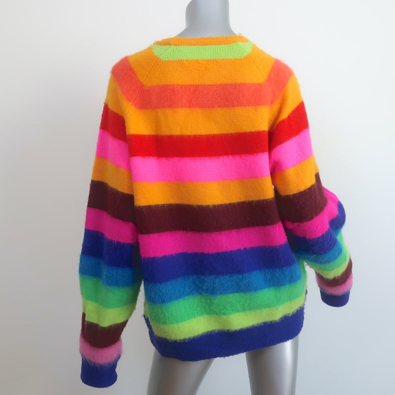 Christopher John Rogers Rainbow Stripe Sweater Brushed Knit Size Small