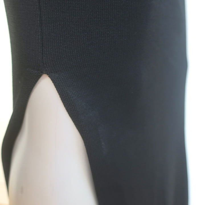 Aya Muse Clava Metal-Halter Open Back Maxi Dress Black Stretch Knit Size Medium