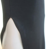 Aya Muse Clava Metal-Halter Open Back Maxi Dress Black Stretch Knit Size Medium