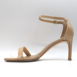 Stuart Weitzman Nudist Ankle Strap Sandals Beige Patent Leather Size 8 NEW