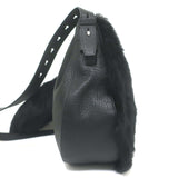 Burberry Knight Medium Shearling Shoulder Bag Black Leather Crossbody