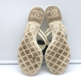 Chanel Jelly Camellia Thong Sandals Cream & Black Rubber Size 38 Flat Flip Flops