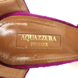 Aquazzura Ava Platform Sandals Magenta Ribbed Velvet Size 37 Ankle Strap Heels