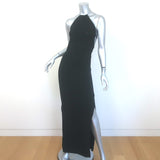Aya Muse Clava Metal-Halter Open Back Maxi Dress Black Stretch Knit Size Medium