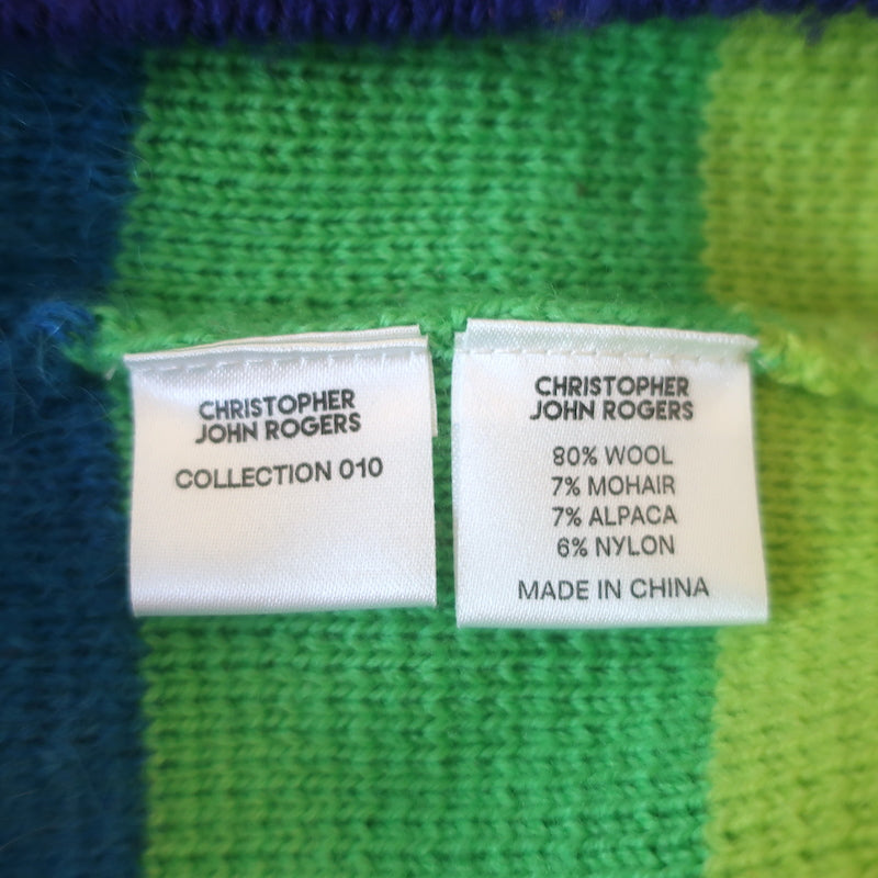 Christopher John Rogers Rainbow Stripe Sweater Brushed Knit Size Small