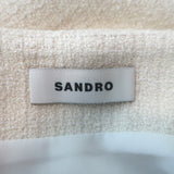 Sandro Vayie Faux Pearl-Trimmed Tweed Mini Skirt Ecru Cotton-Blend Size 42 NEW