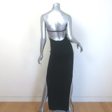 Aya Muse Clava Metal-Halter Open Back Maxi Dress Black Stretch Knit Size Medium