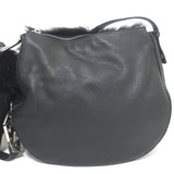 Burberry Knight Medium Shearling Shoulder Bag Black Leather Crossbody