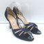 Manolo Blahnik Cutout d'Orsay Pumps Navy Metallic Suede Size 39 Open Toe Heels