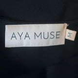 Aya Muse Clava Metal-Halter Open Back Maxi Dress Black Stretch Knit Size Medium