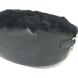 Burberry Knight Medium Shearling Shoulder Bag Black Leather Crossbody