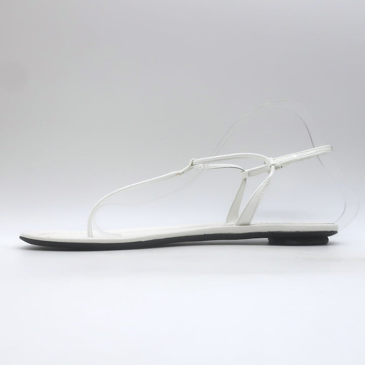 Prada Flat Thong Sandals White Patent Leather Size 41