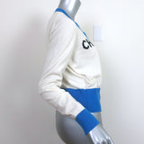 Chanel 19S Cashmere Logo Cardigan Cream/Blue Size 40 Crewneck Sweater
