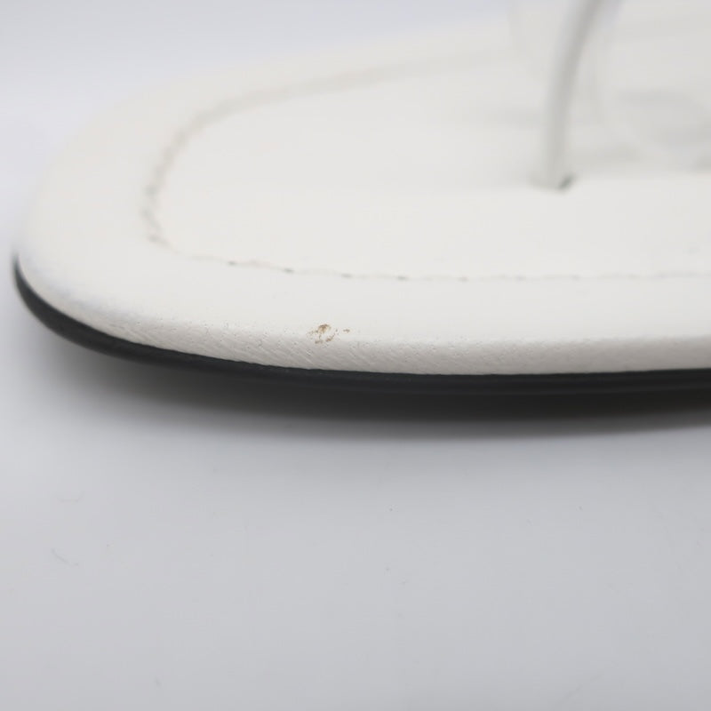 Prada Flat Thong Sandals White Patent Leather Size 41