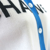 Chanel 19S Cashmere Logo Cardigan Cream/Blue Size 40 Crewneck Sweater