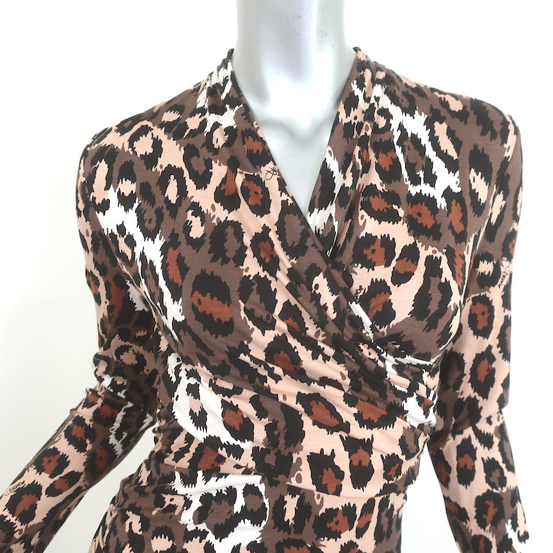 Diane von Furstenberg Barlow Dress Jungle Cat Print Jersey Size Extra Small NEW