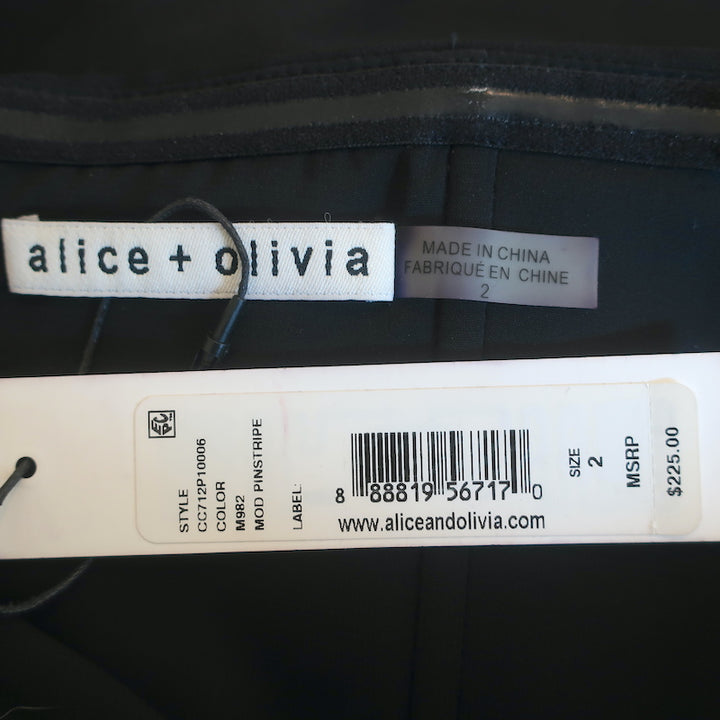 Alice + Olivia Off the Shoulder Crop Top Annalyn Black/White Stripe Size 2 NEW