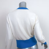 Chanel 19S Cashmere Logo Cardigan Cream/Blue Size 40 Crewneck Sweater