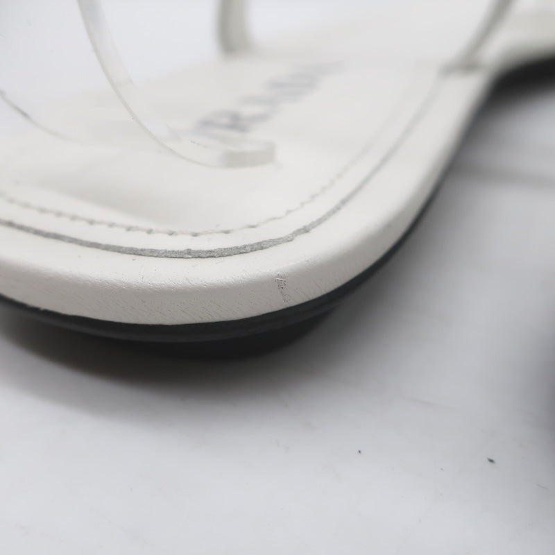 Prada Flat Thong Sandals White Patent Leather Size 41