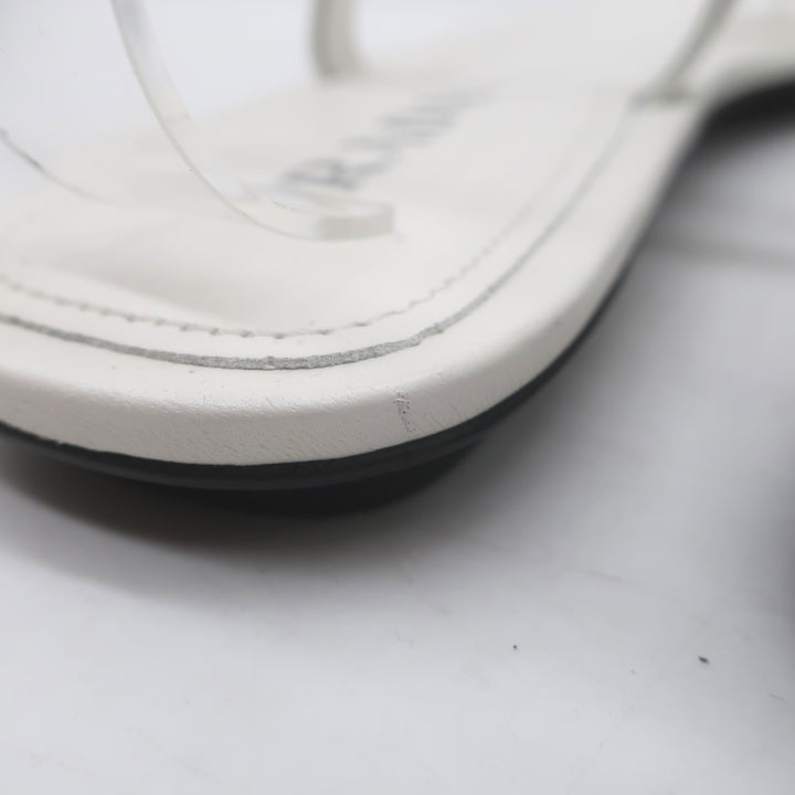 Prada Flat Thong Sandals White Patent Leather Size 41