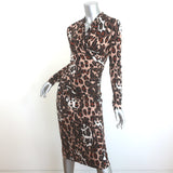 Diane von Furstenberg Barlow Dress Jungle Cat Print Jersey Size Extra Small NEW