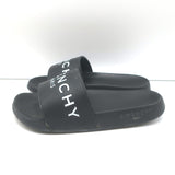Givenchy Logo Pool Slides Black Rubber Size 36 Flat Sandals